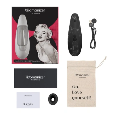 Womanizer Marilyn Monroe Special Edition бесконтактный стимулятор клитора лимитированная серия, 14.8 см (мраморно-черный) 