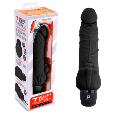 7" Realistic Vibrator with Clitoral Stimulator Black