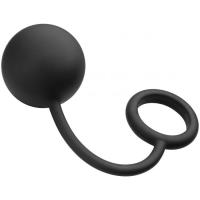 Анальный шар с эрекционным кольцом - Tom of Finland, 5.7 см (чёрный)