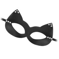 Штучки-дрючки - кожаная кошачья маска с заклёпками, чёрная (OS)