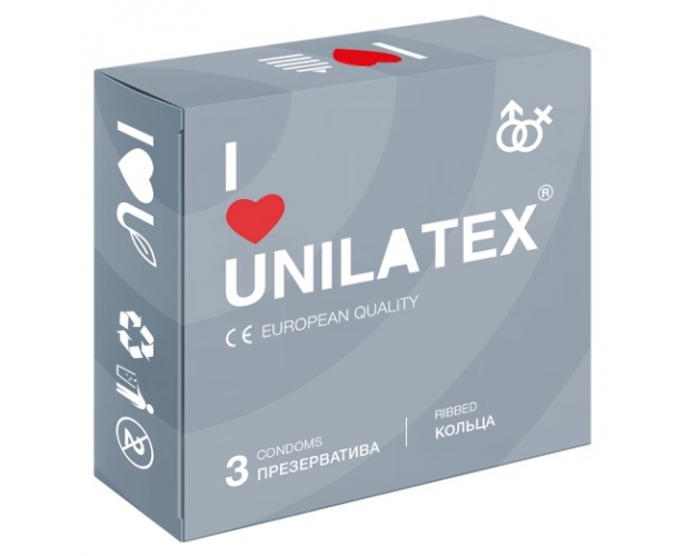 Unilatex Ribbed - Латексные презервативы, 3 шт