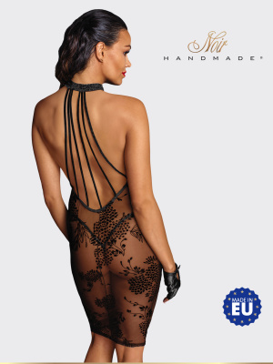 Noir Handmade Midi tulle dress - эротическое мини платье из тюля с вышивкой, XL (чёрный)