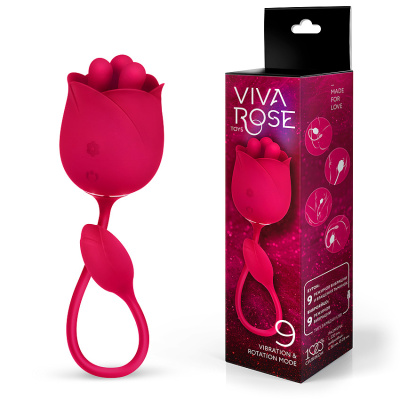Viva Rose Toys - Виброяйцо и стимулятор клитора с вращающимися тычинками, 33х2.8 см (розовый)