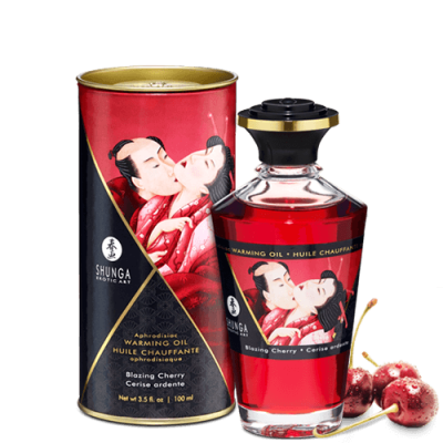 Shunga Bazing Cherry - Согревающее массажное масло, 100 мл (вишня)