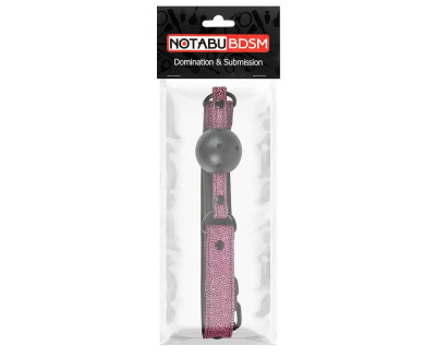 NOTABU - Черный кляп-шарик на регулируемых розовых ремешках