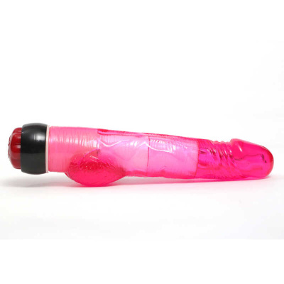 4sexdream - Вибратор с мошонкой и подсветкой, 21.5х3.5 см (розовый)
