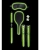 ﻿Ouch! Bondage Kit #1 - Glow in the Dark - Набор БДСМ аксессуаров светящихся в темноте, 5 шт (зелёный с чёрным)