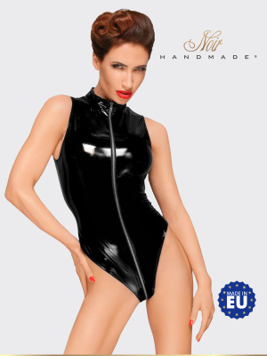 Noir Handmade PVC body - эротическое виниловое боди с длинной молнией, L (чёрный)