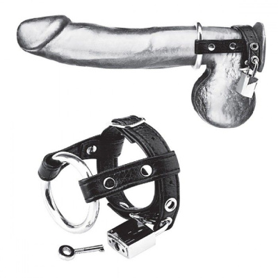 Утяжка на пенис на замочке Duo Cock And Ball Lock, 4 см 