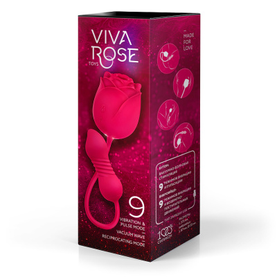 Viva Rose Toys - Виброяйцо с толчковыми движениями и вакуумный стимулятор клитора, 37.5х3.5 см (розовый)