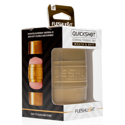 Fleshlight Quickshot Stamina - Мастурбатор вагина/анус, 9 см (телесный)