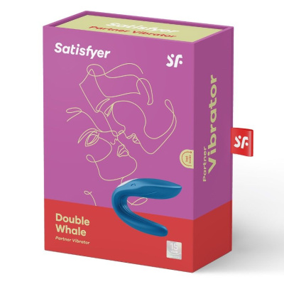 Satisfyer Partner Whale - Вибратор для пар с 10-ю режимами вибрации, 9х3.5 см (синий) 
