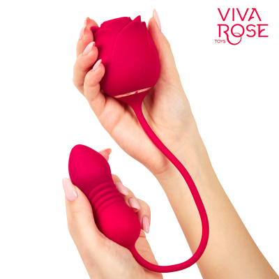 Viva Rose Toys - Виброяйцо с толчковыми движениями и вакуумный стимулятор клитора, 37.5х3.5 см (розовый)