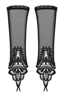 Luiza от Obsessive женственные перчатки с ажурными вставками (чёрный)