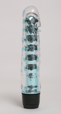 Прозрачный вибратор от 4sexdream, 17.5х3.5 см (голубой)